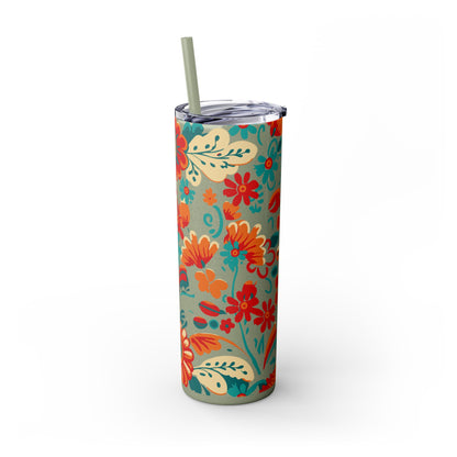 Wild at Heart Floral - Skinny Tumbler with Straw, 20oz