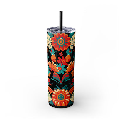 Wild at Heart Floral - Skinny Tumbler with Straw, 20oz