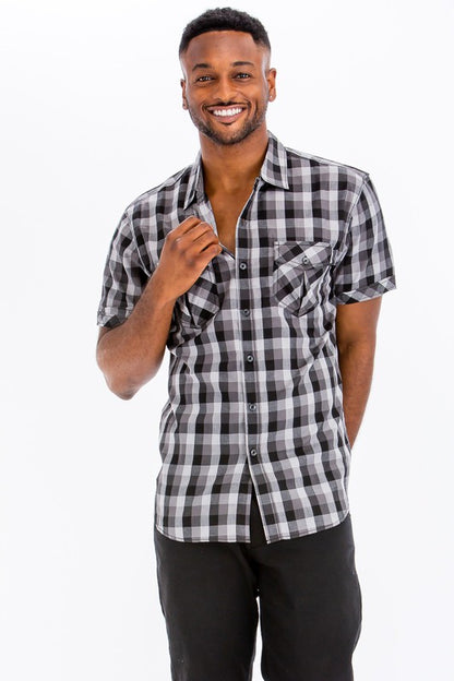 Mens Checkered Button Down Shirt