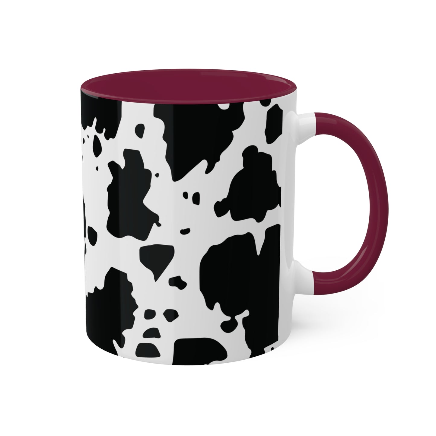 Black and White Graphic Cowhide Cow Print Colorful Ceramic Coffee Mugs, 11oz