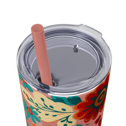 Wild at Heart Floral - Skinny Tumbler with Straw, 20oz