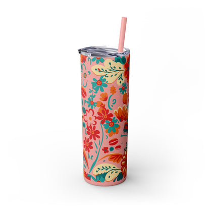 Wild at Heart Floral - Skinny Tumbler with Straw, 20oz