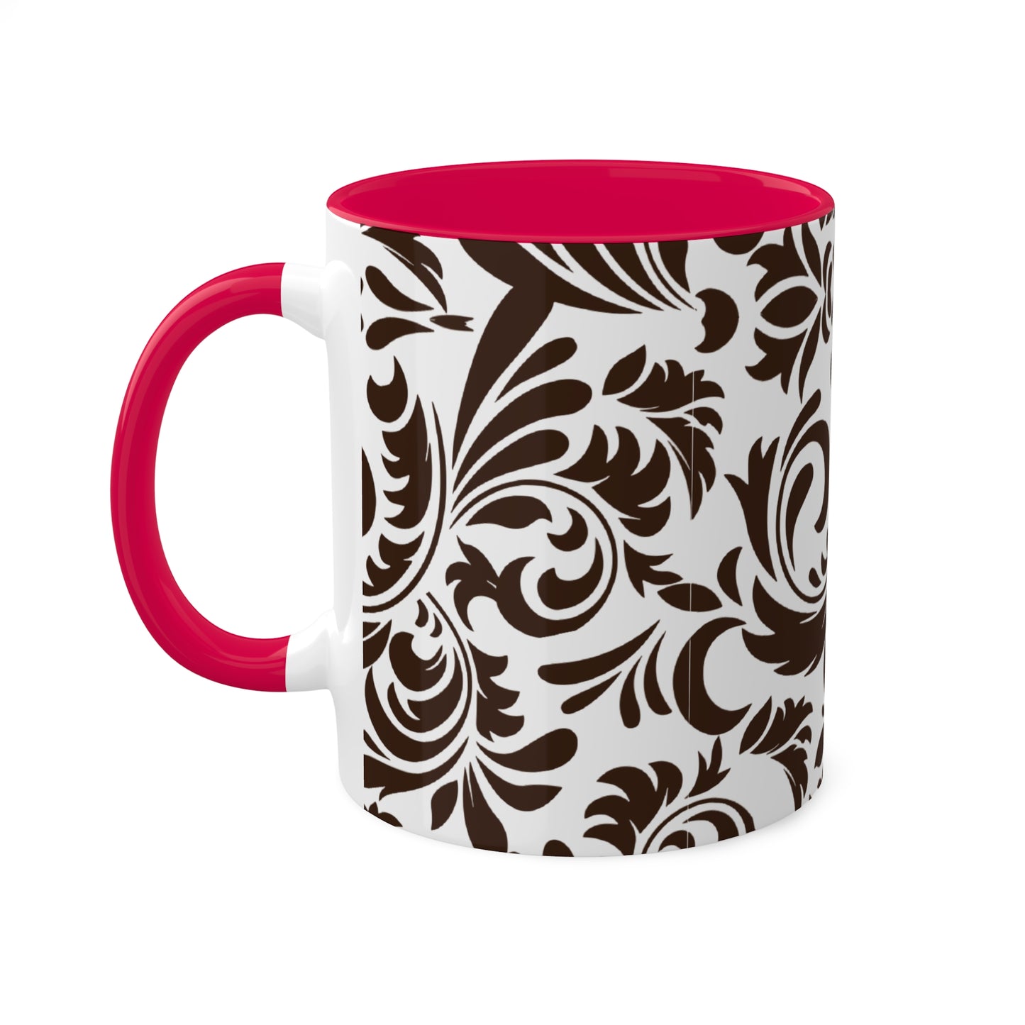 Graphic Tooled Leather Colorful Ceramic Coffee Mugs, 11oz