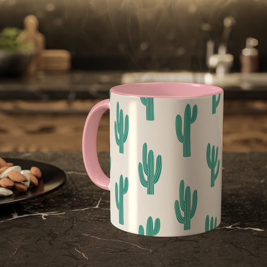 Cute Cactus Colorful Ceramic Coffee Mugs, 11oz