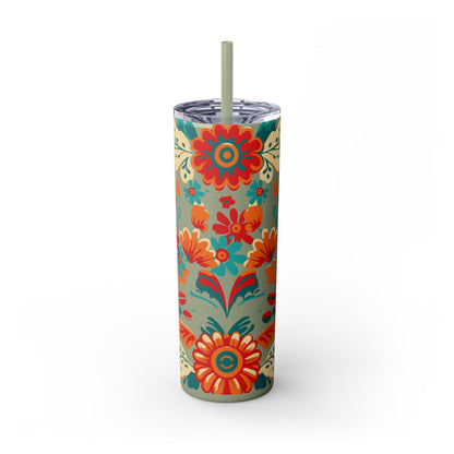 Wild at Heart Floral - Skinny Tumbler with Straw, 20oz