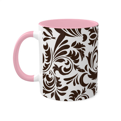 Graphic Tooled Leather Colorful Ceramic Coffee Mugs, 11oz