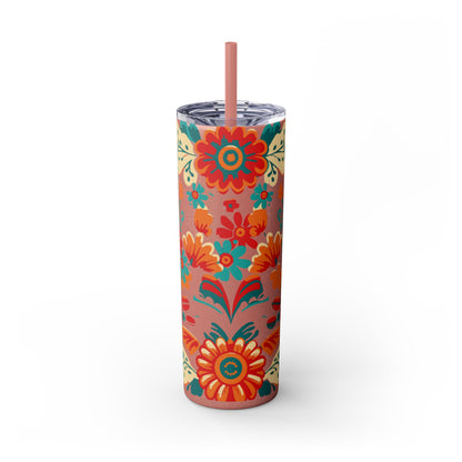 Wild at Heart Floral - Skinny Tumbler with Straw, 20oz