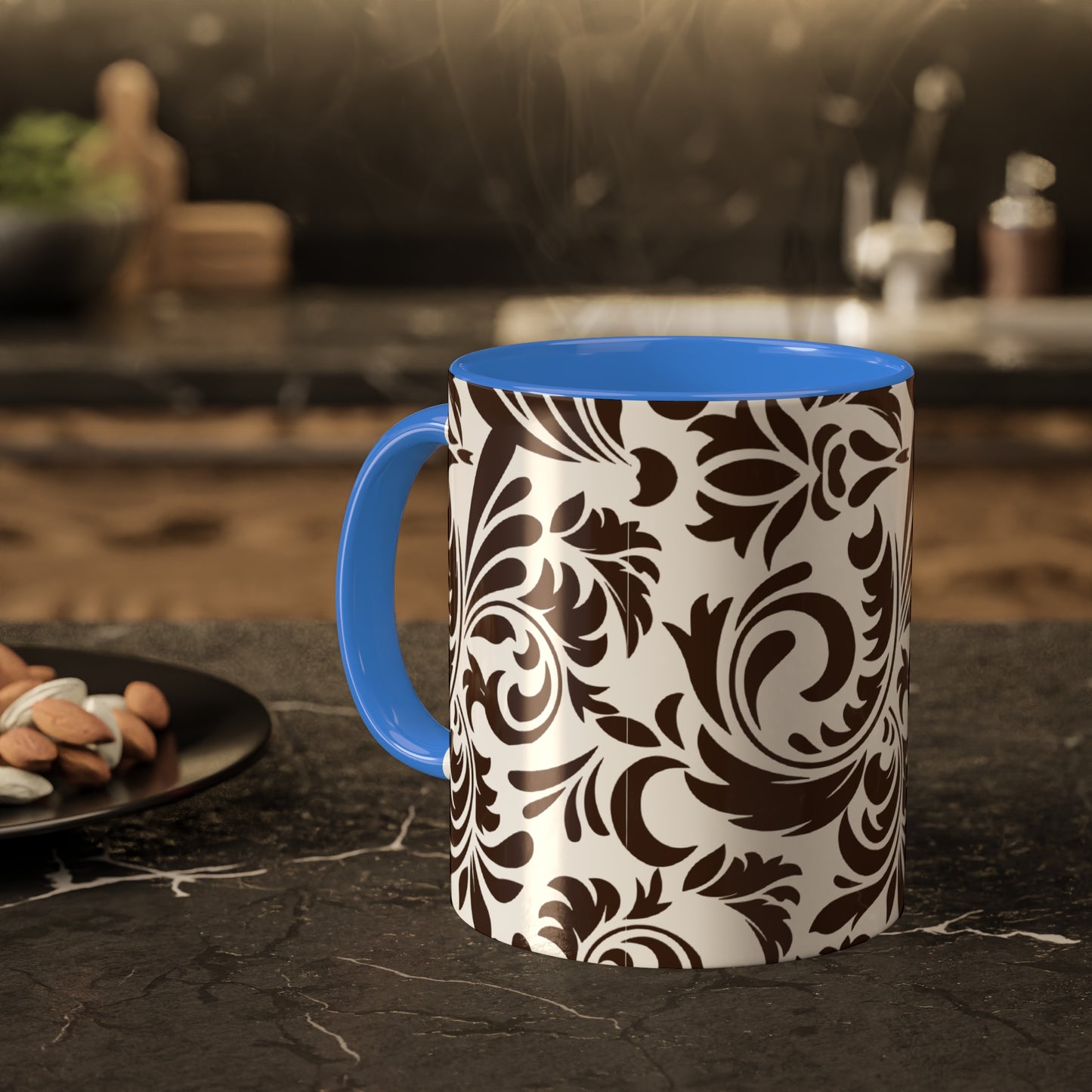 Graphic Tooled Leather Colorful Ceramic Coffee Mugs, 11oz