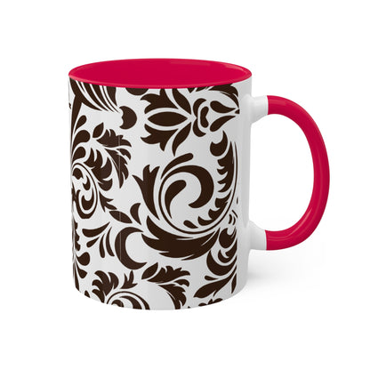 Graphic Tooled Leather Colorful Ceramic Coffee Mugs, 11oz