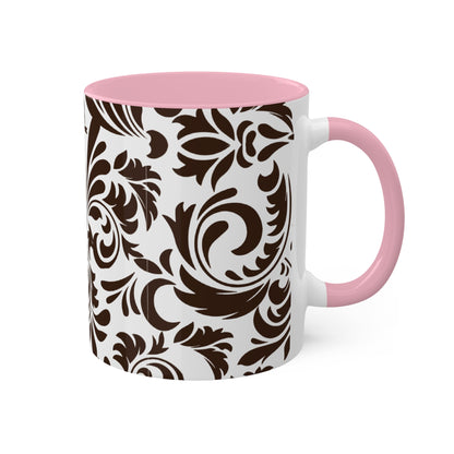 Graphic Tooled Leather Colorful Ceramic Coffee Mugs, 11oz