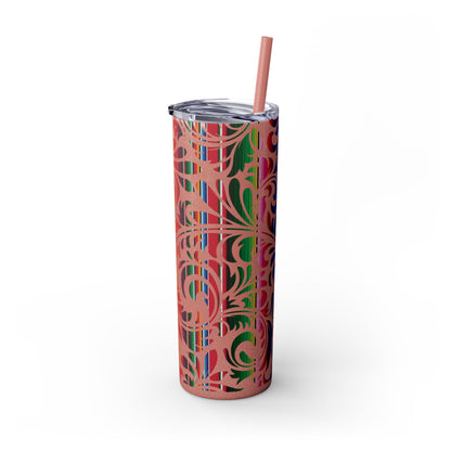 Tooled Serape - Skinny Tumbler with Straw, 20oz