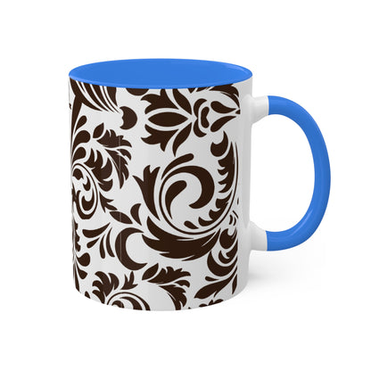 Graphic Tooled Leather Colorful Ceramic Coffee Mugs, 11oz