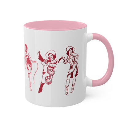 Triple Threat Wild West Cowgirls Colorful Ceramic Coffee Mugs, 11oz