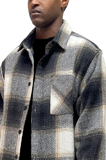 Flannel Shirt Jacket Checkered Plaid Shacket