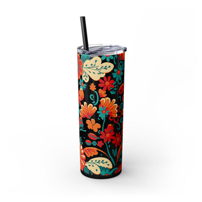 Wild at Heart Floral - Skinny Tumbler with Straw, 20oz