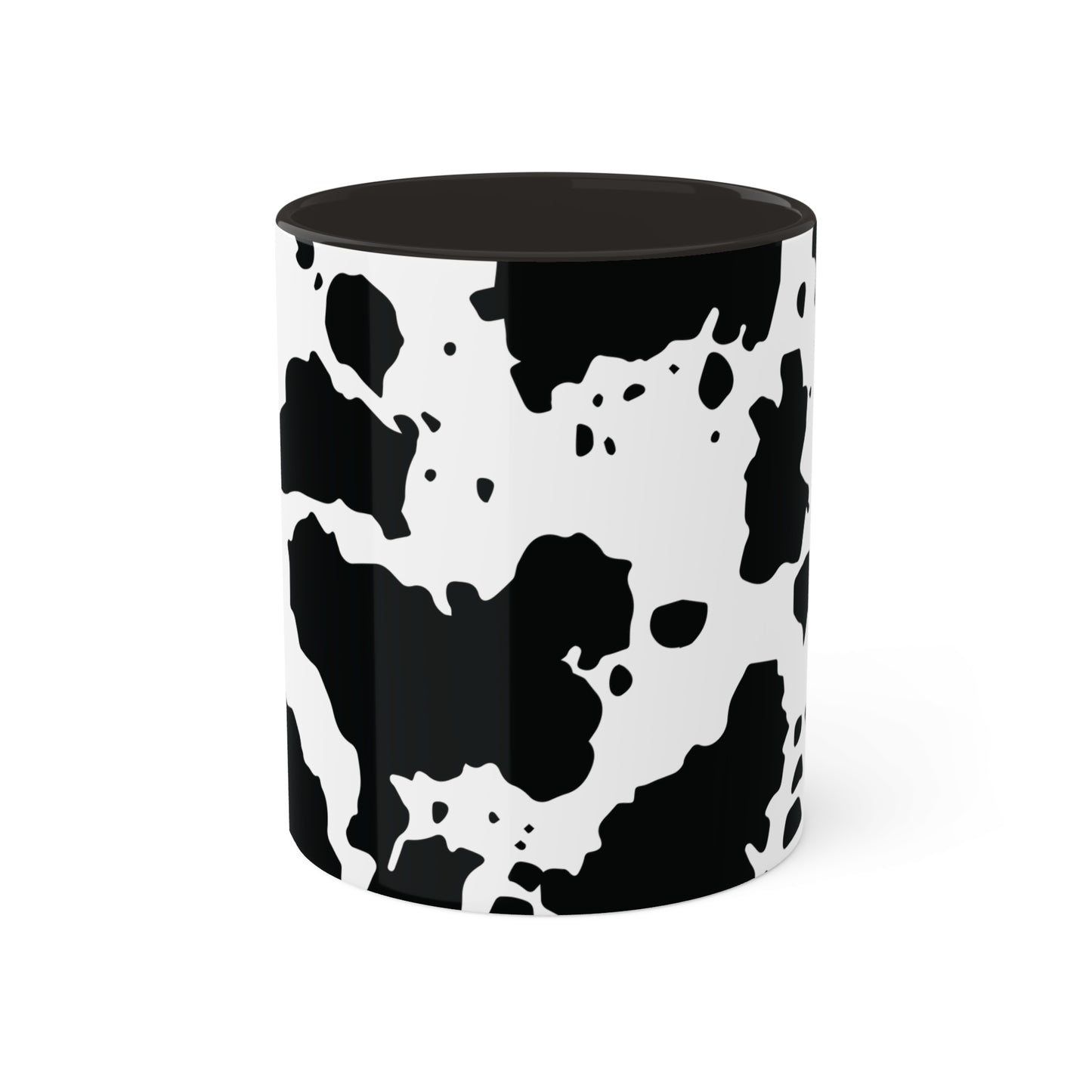 Black and White Graphic Cowhide Cow Print Colorful Ceramic Coffee Mugs, 11oz