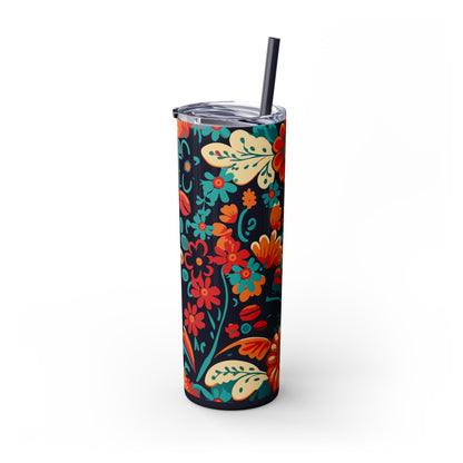 Wild at Heart Floral - Skinny Tumbler with Straw, 20oz