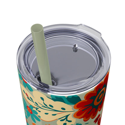 Wild at Heart Floral - Skinny Tumbler with Straw, 20oz