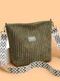 Corduroy Solid Color Crossbody Bag with Removable Strap