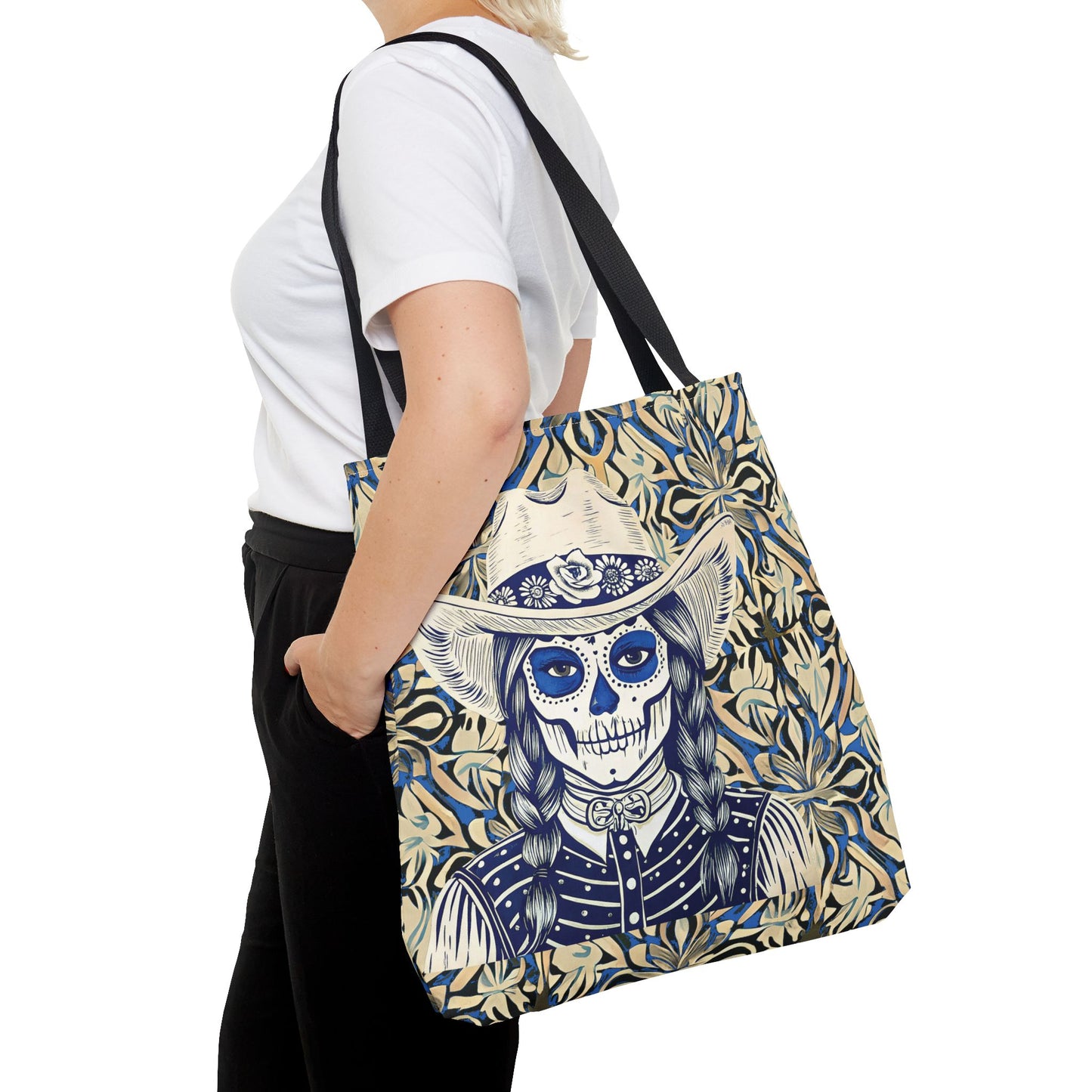 Etched Western Day of the Dead Cowgirl Tote Bag Accessory (AOP)