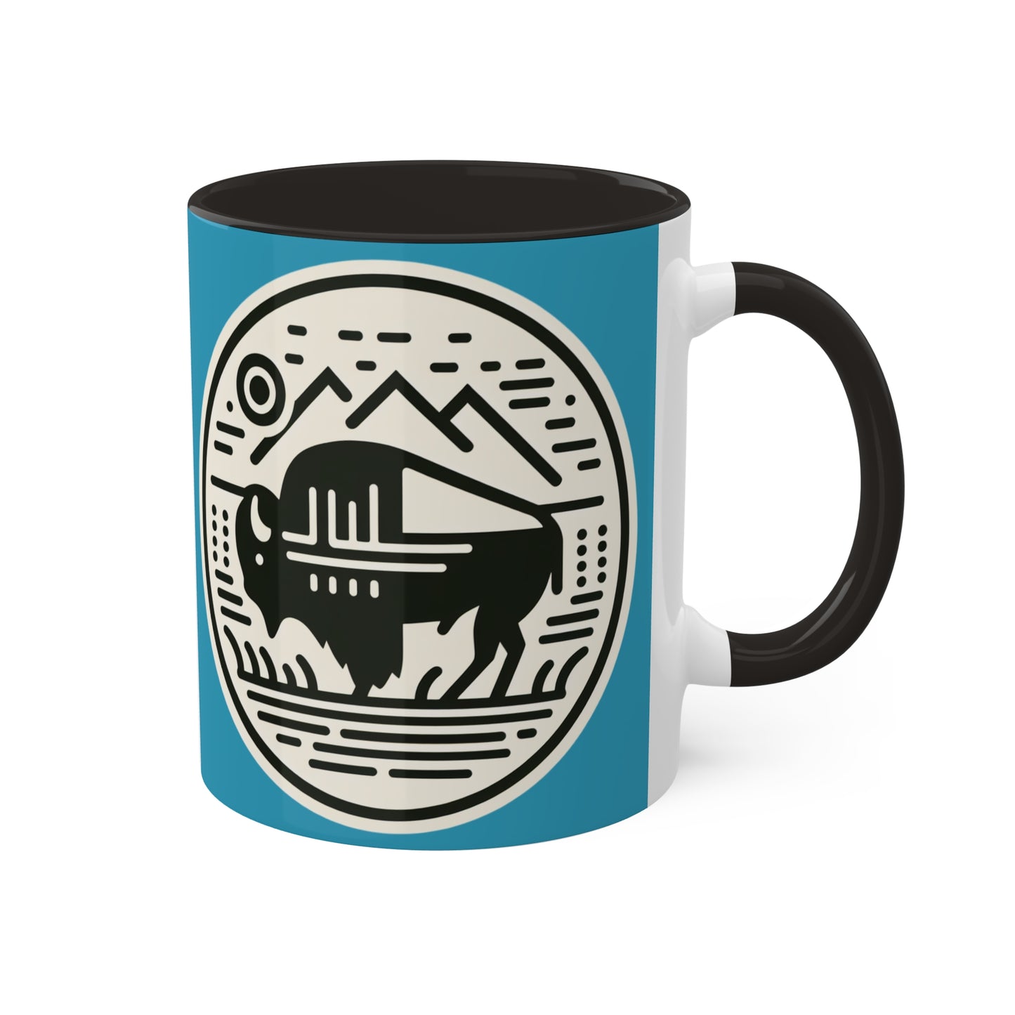 Simple Southwest Buffalo Colorful Ceramic Coffee Mugs, 11oz