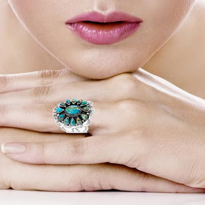 Turquoise Ring Sterling Silver 925 Size 6 to 11