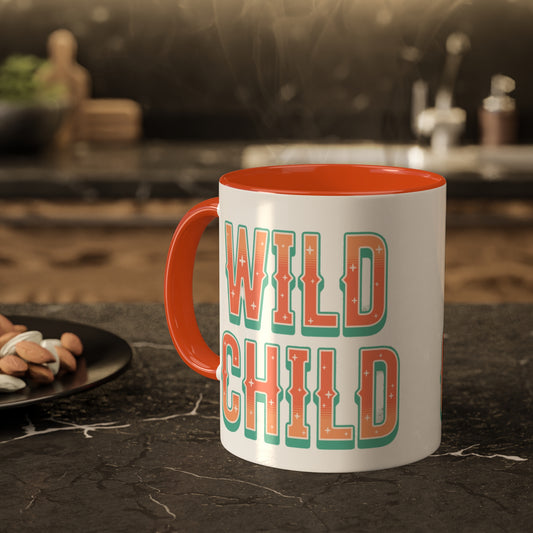 Wild Child Colorful Ceramic Coffee Mugs, 11oz