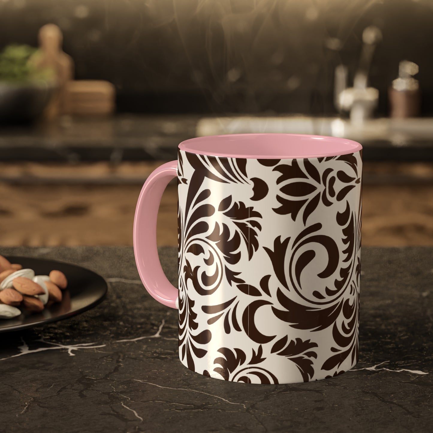 Graphic Tooled Leather Colorful Ceramic Coffee Mugs, 11oz