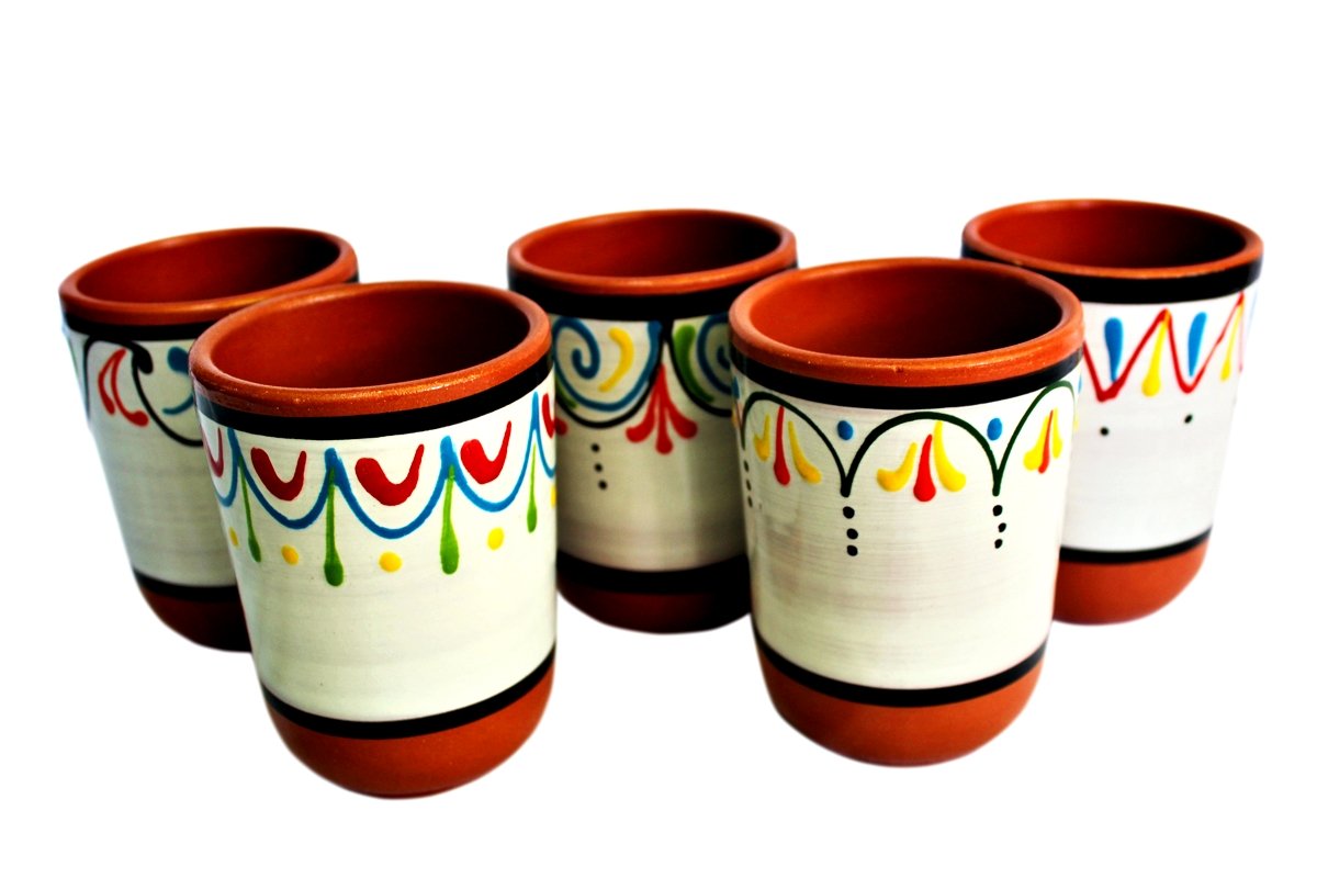 Spanish Terracotta 5-Piece Kitchen Tumbler Cup Set, Multicolor