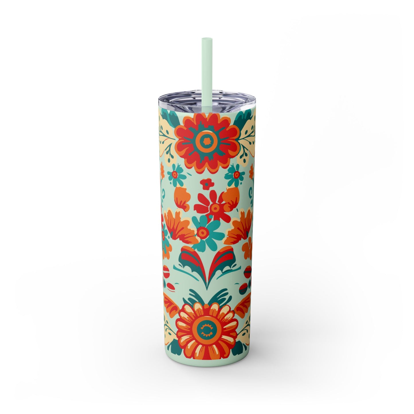 Wild at Heart Floral - Skinny Tumbler with Straw, 20oz