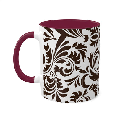 Graphic Tooled Leather Colorful Ceramic Coffee Mugs, 11oz