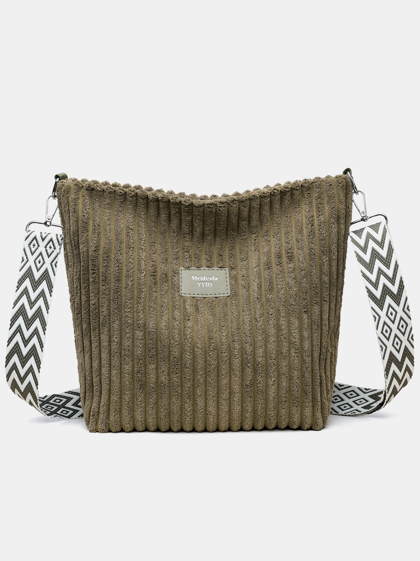 Corduroy Solid Color Crossbody Bag with Removable Strap