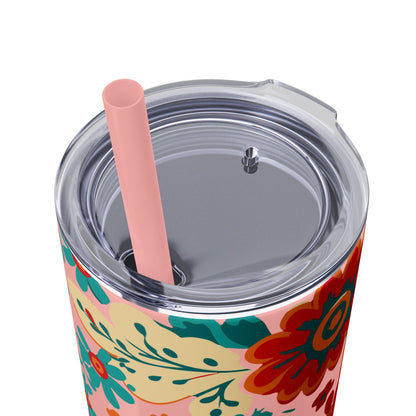 Wild at Heart Floral - Skinny Tumbler with Straw, 20oz