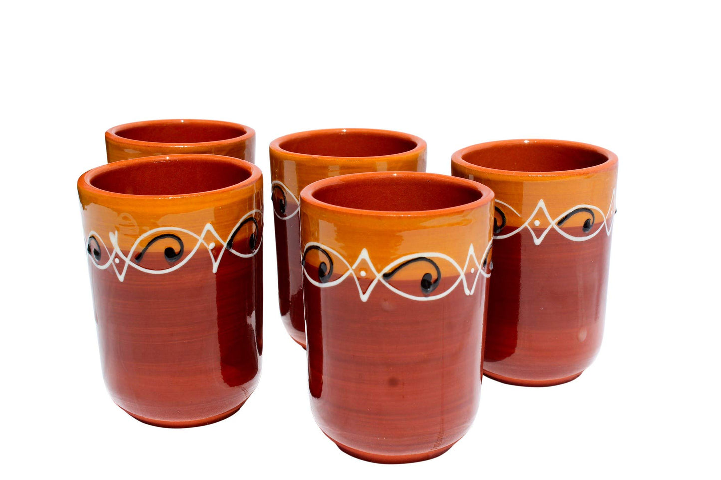 Spanish Terracotta 5-Piece Kitchen Tumbler Cup Set, Multicolor