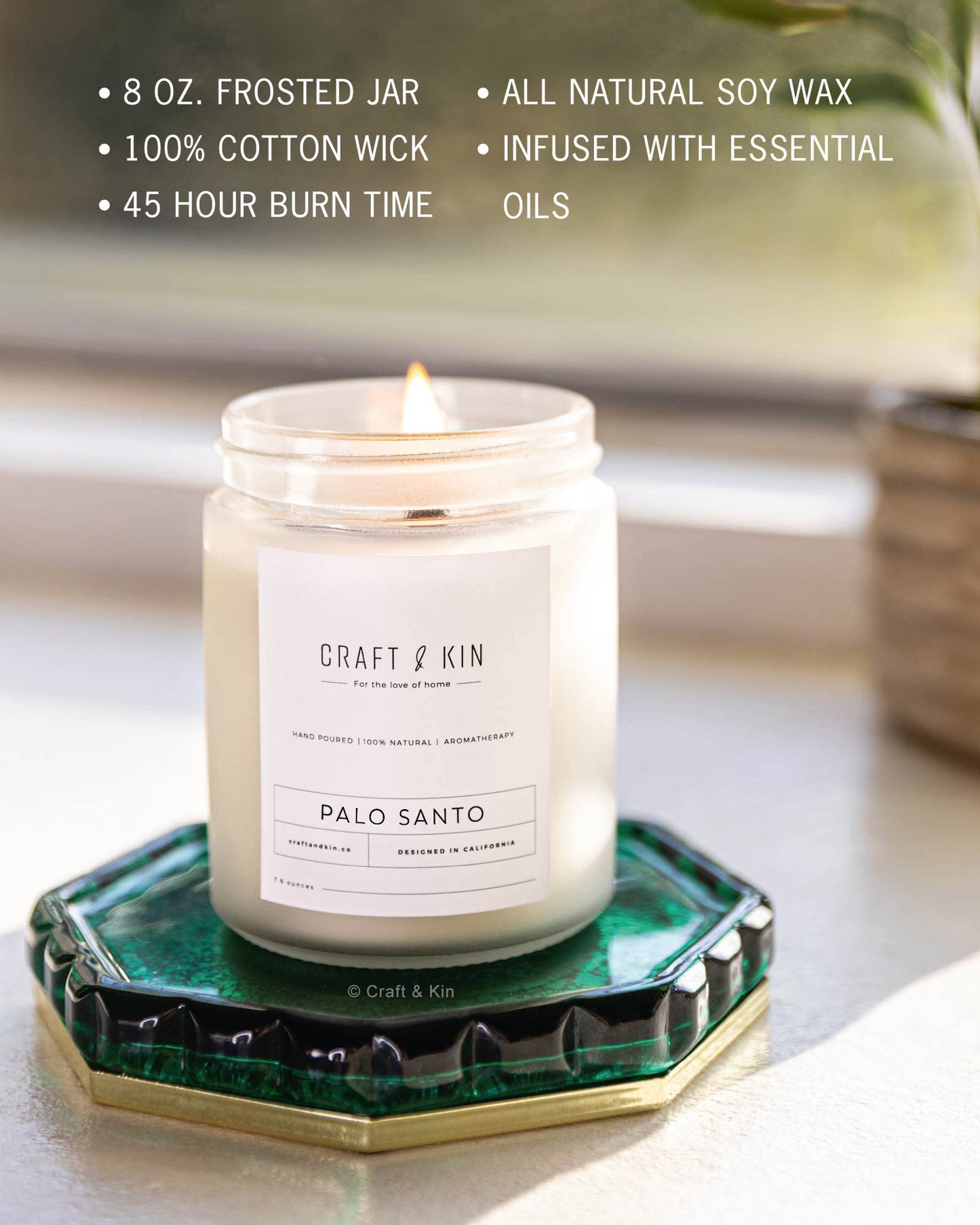 Craft and Kin Scented Candle | 8 oz 45 Hour Burn | All Natural Soy Candles