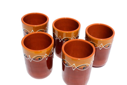 Spanish Terracotta 5-Piece Kitchen Tumbler Cup Set, Multicolor