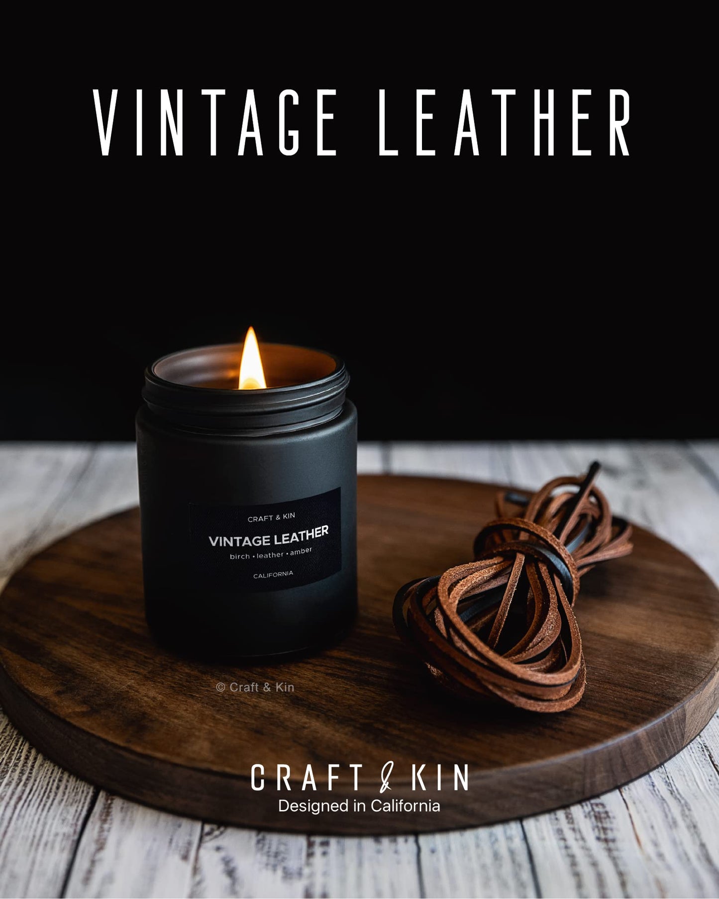 Craft & Kin Premium Smokey Fireside | Long Lasting with 45 Hour Burn Time - 7.6oz