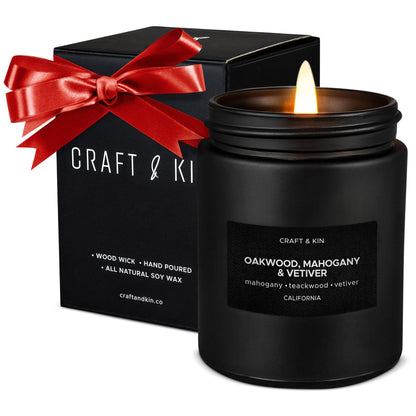 Craft & Kin Premium Smokey Fireside | Long Lasting with 45 Hour Burn Time - 7.6oz