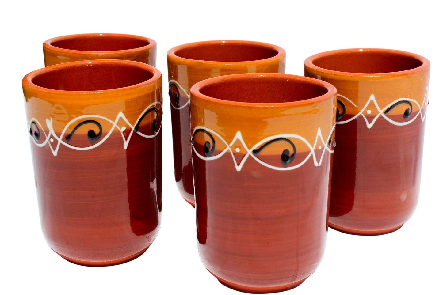 Spanish Terracotta 5-Piece Kitchen Tumbler Cup Set, Multicolor