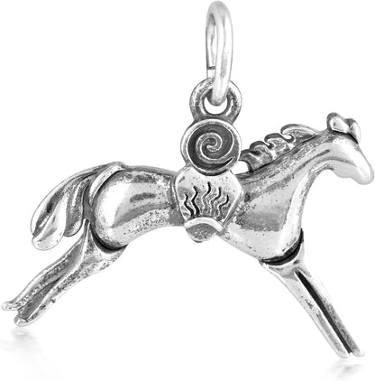 American West Jewelry Southwestern Stallion Necklace-Features Sterling Silver Pendant with 17 Inch Brown Leather Cord