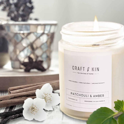 Craft and Kin Scented Candle | 8 oz 45 Hour Burn | All Natural Soy Candles