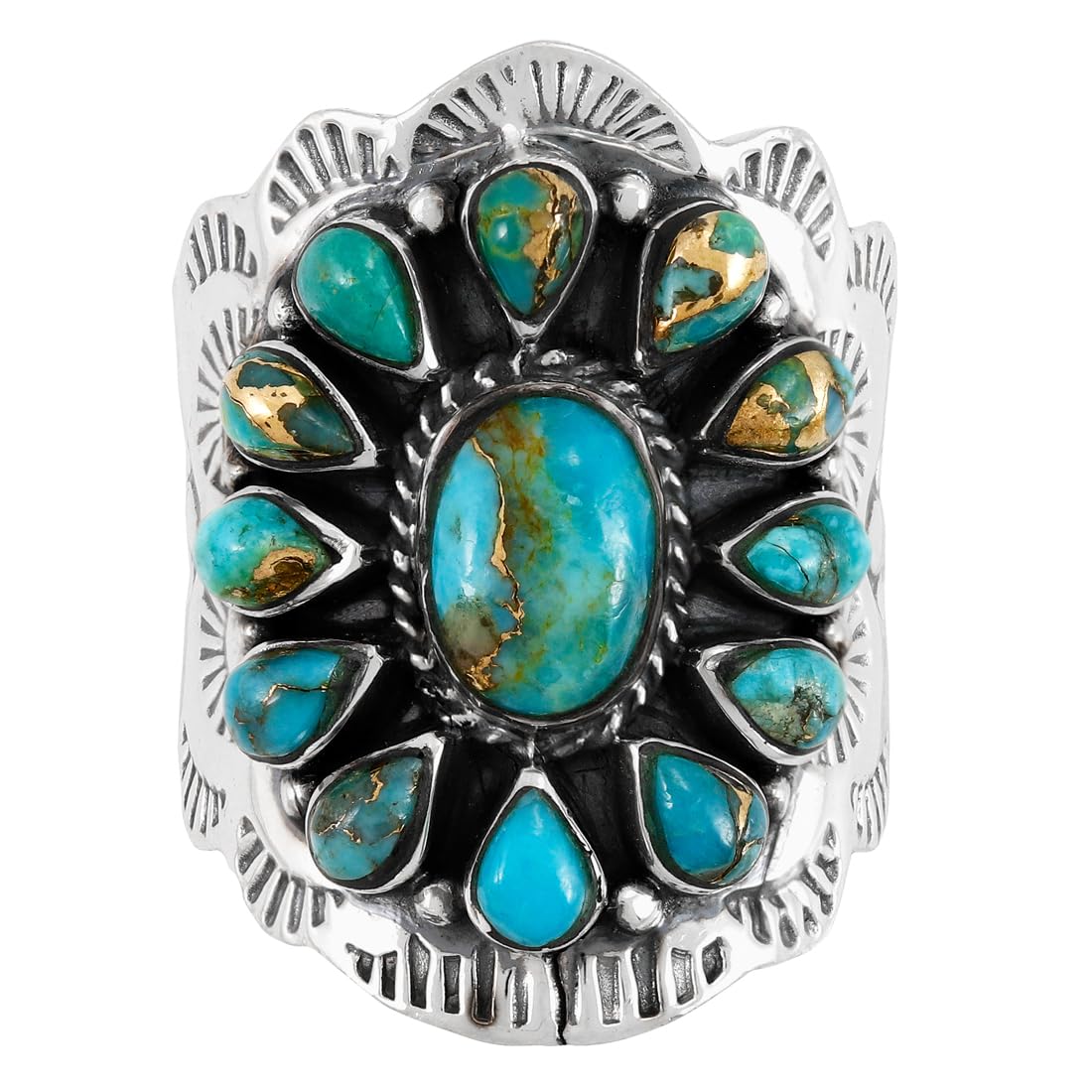 Turquoise Ring Sterling Silver 925 Size 6 to 11