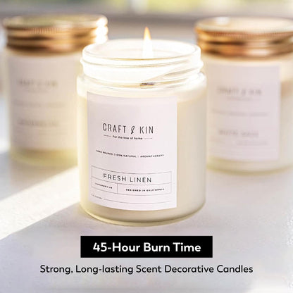 Craft and Kin Scented Candle | 8 oz 45 Hour Burn | All Natural Soy Candles