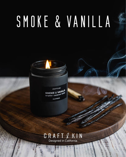 Craft & Kin Premium Smokey Fireside | Long Lasting with 45 Hour Burn Time - 7.6oz