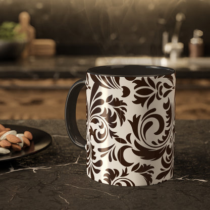 Graphic Tooled Leather Colorful Ceramic Coffee Mugs, 11oz