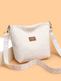 Corduroy Solid Color Crossbody Bag with Removable Strap