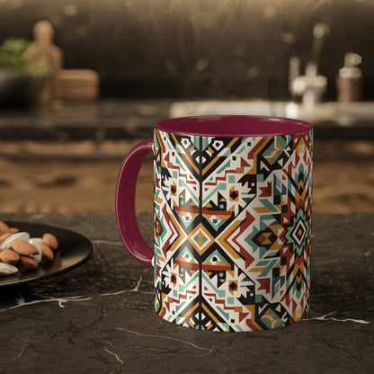 Southwestern Starburst Colorful Ceramic Coffee Mugs, 11oz