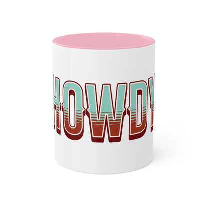 Howdy Western Font Colorful Ceramic Coffee Mugs, 11oz