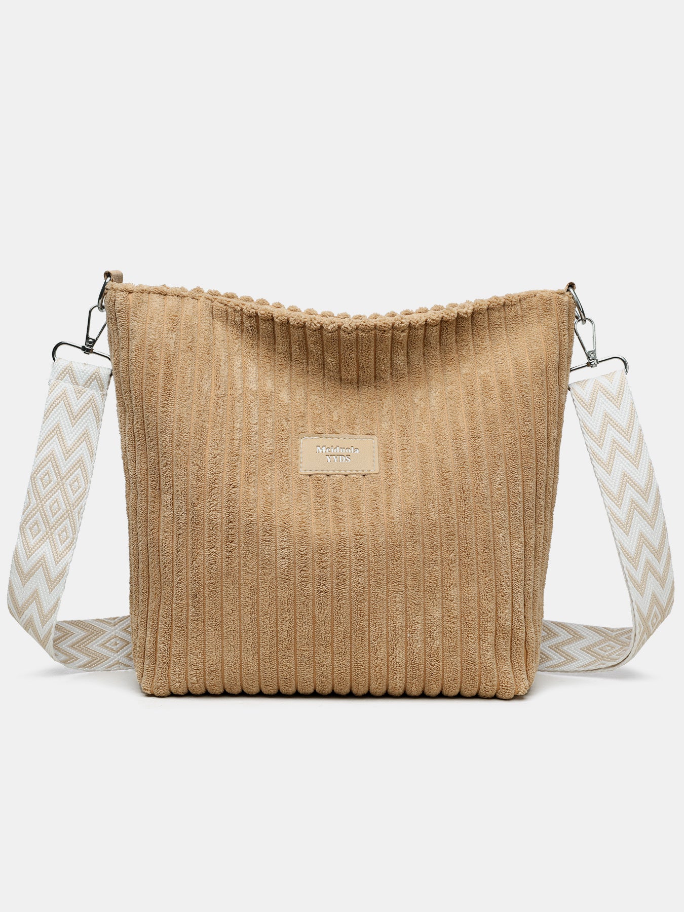 Corduroy Solid Color Crossbody Bag with Removable Strap