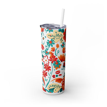 Wild at Heart Floral - Skinny Tumbler with Straw, 20oz